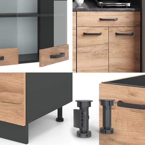 Vicco kök R-Line, Guld ek/antracit, 140 cm, PT Marble