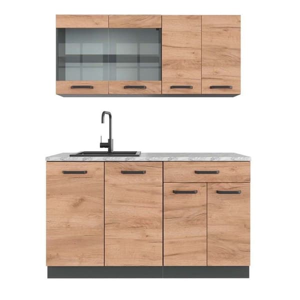 Vicco kök R-Line, Guld ek/antracit, 140 cm, PT Marble