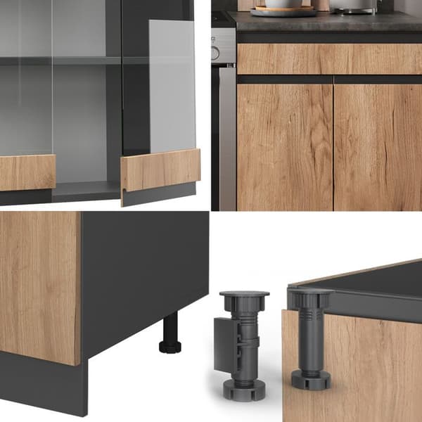 Vicco kök R-Line, Gyllene ek/antracit, 200 cm, PT Marble