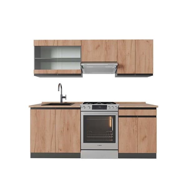 Vicco kök R-Line, Guld ek/antracit, 200 cm, PT Ek
