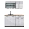 Miniatyrbild 1 av 6: R-Line kök, 140 cm, PT Ek, Blank vit/Antracit, Vicco