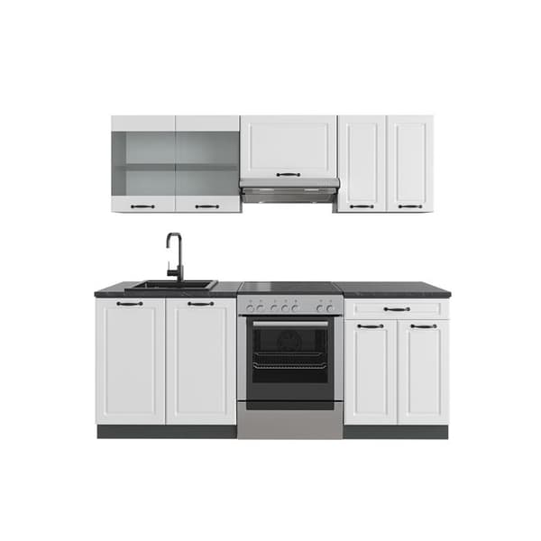 R-Line kök, 200 cm, PT Antracit, Stuga vit/antracit, Vicco