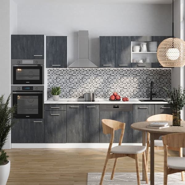 Vicco kök R-Line, betong svart/vit, 300 cm PT Antracit