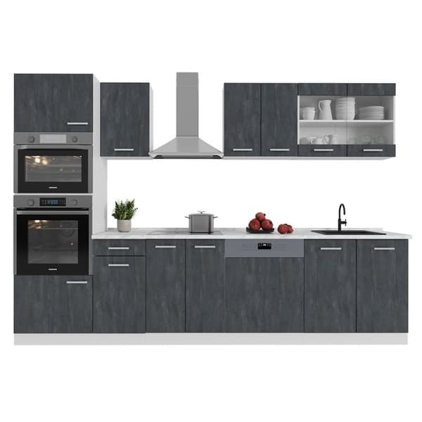 Vicco kök R-Line, betong svart/vit, 300 cm PT Antracit