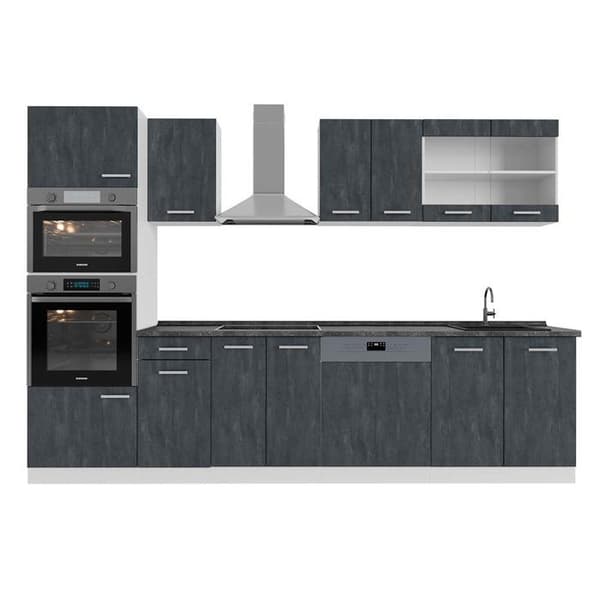 Vicco kök R-Line, betong svart/vit, 300 cm PT Antracit