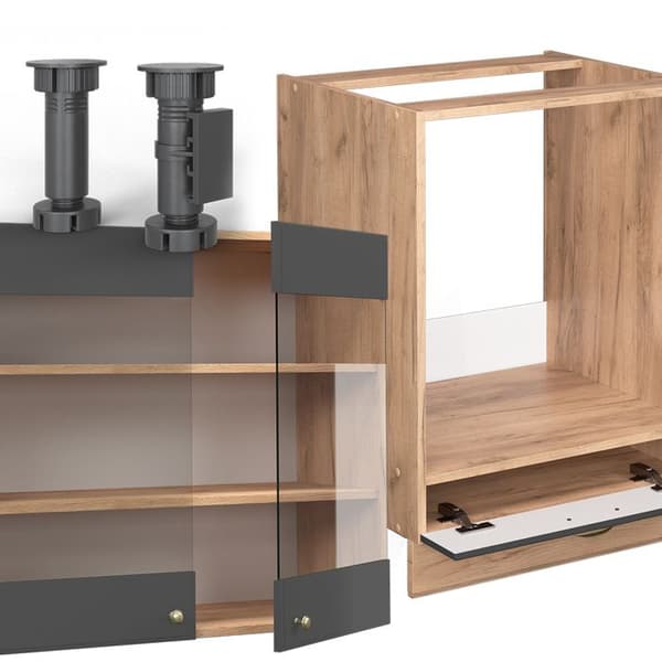 Fame-Line hörnkök, 160 x 190 cm, PT Antracit, Country Antracit/Golden Oak, Vicco