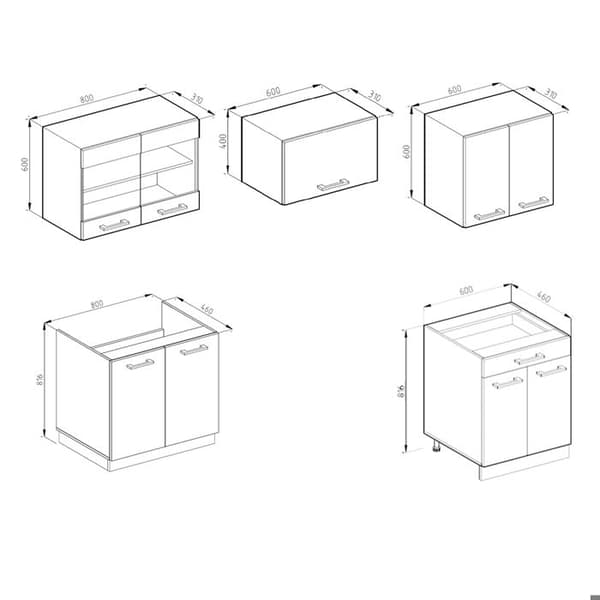 Vicco kök R-Line, Guld ek/antracit, 200 cm, PT Ek