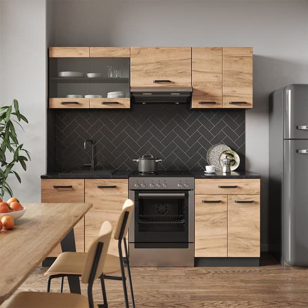 Vicco kök R-Line, Guld ek/antracit, 200 cm, PT Ek