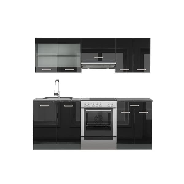 R-Line kök, 200 cm, PT Antracit, Blank svart/Antracit, Vicco