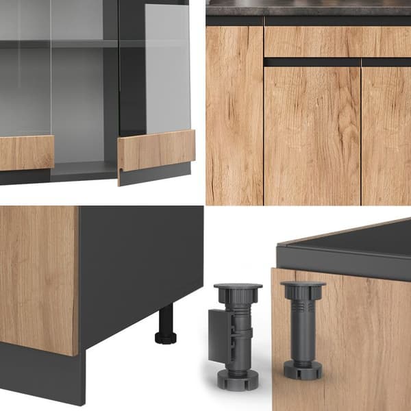 Vicco kök R-Line, Guld ek/antracit, 140 cm, PT Marble