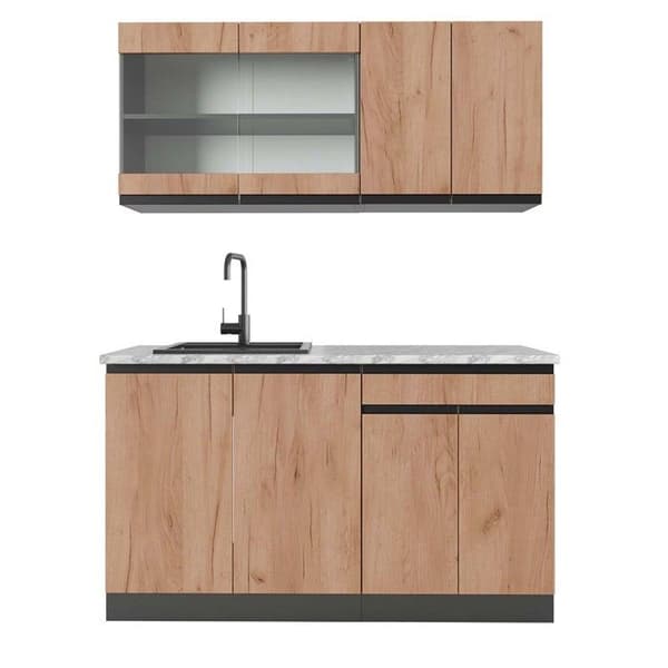 Vicco kök R-Line, Guld ek/antracit, 140 cm, PT Marble