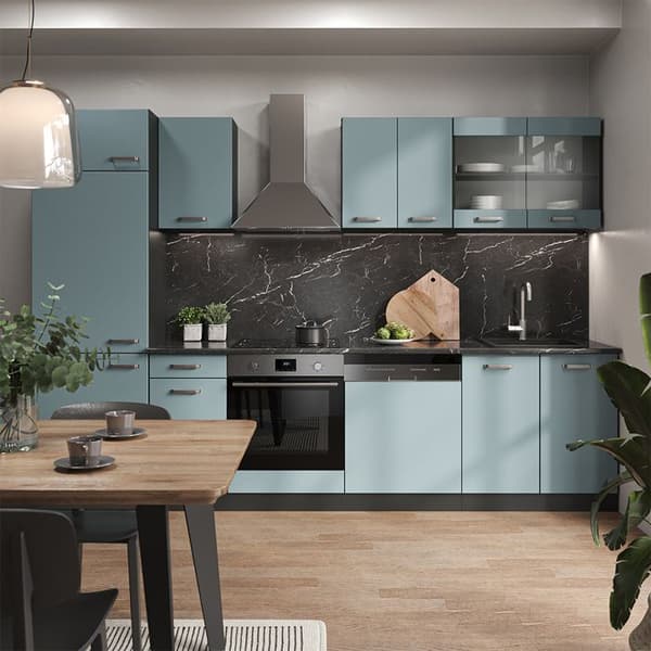 R-Line kök, 300 cm, PT Marble, Blågrå/antracit, Vicco