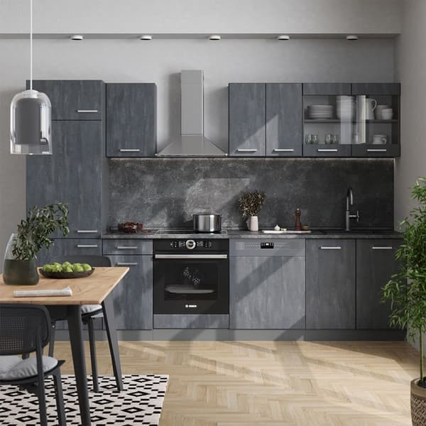 Kök R-Line, 300 cm PT Antracit, Svart Betong/Antracit, Vicco