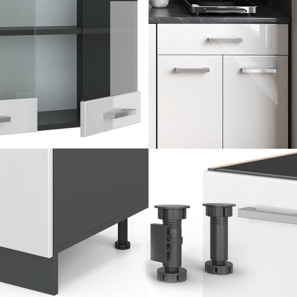 R-Line kök, 140 cm, PT Marble, Blank vit/Antracit, Vicco