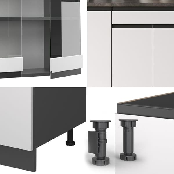 R-Line kök, 140 cm, PT Marmor, vit/antracit, Vicco