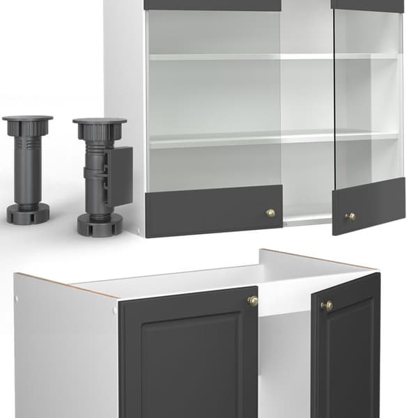 Fame-Line kök, 200 cm, PT Ek, antracit-guld/vit, Vicco
