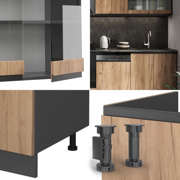 Kök R-Line, 300 cm, PT Antracit, Gyllene ek/antracit, Vicco