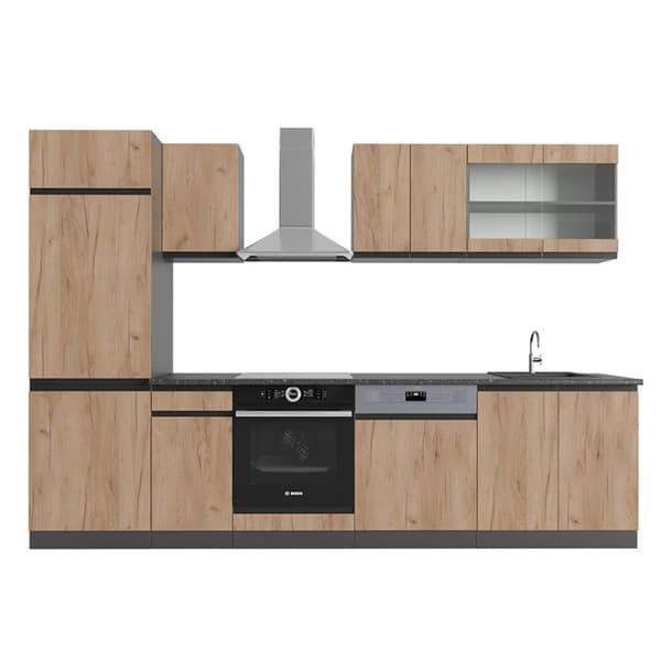 Kök R-Line, 300 cm, PT Antracit, Gyllene ek/antracit, Vicco