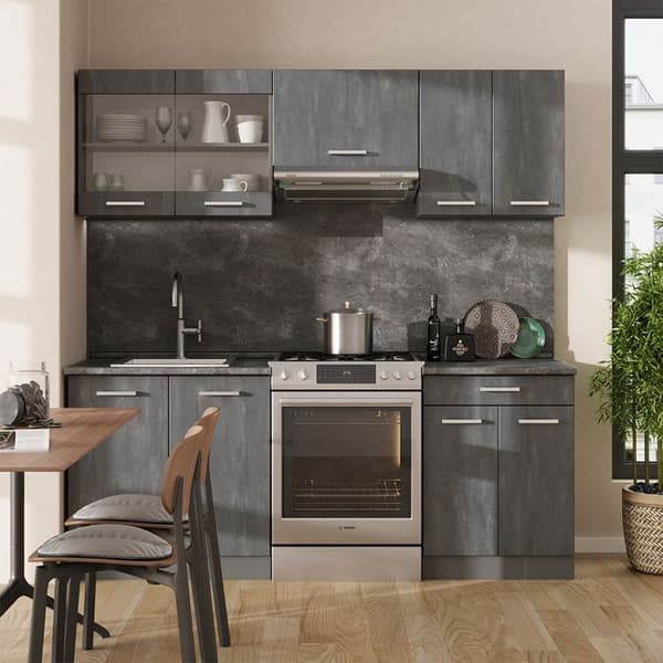 R-Line kökslinje, 200 cm PT Antracit, Betong Svart/Antracit, Vicco