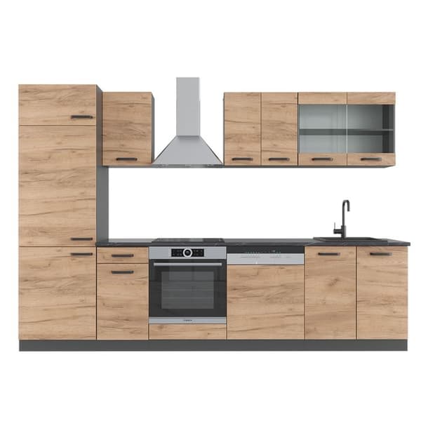 Vicco kök R-Line, Gyllene ek/antracit, 300 cm, PA antracit