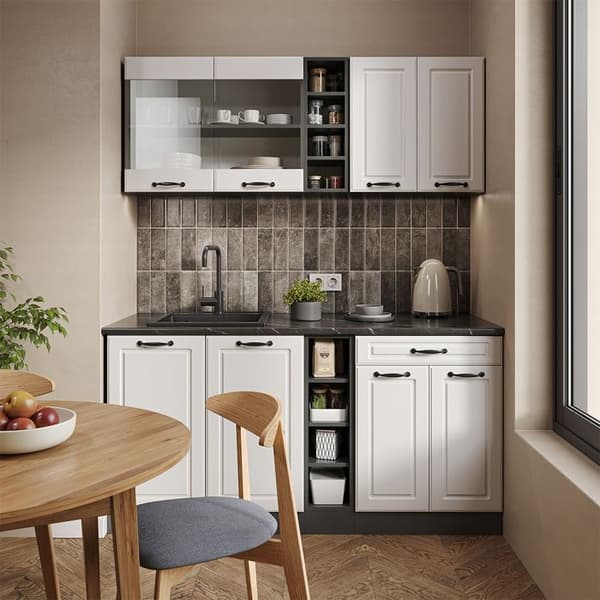 R-Line kök, 160 cm, PT Antracit, Stuga vit/antracit, Vicco