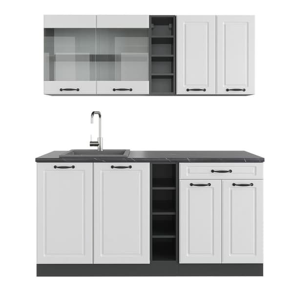 R-Line kök, 160 cm, PT Antracit, Stuga vit/antracit, Vicco
