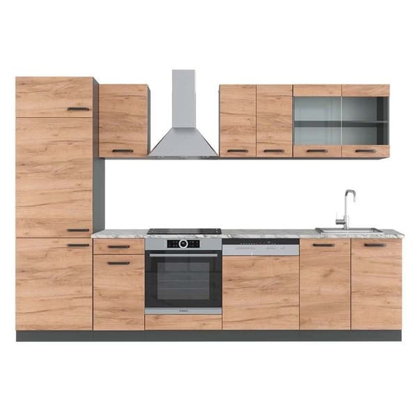 Vicco kök R-Line, Gyllene ek/antracit, 300 cm, PA Marmor