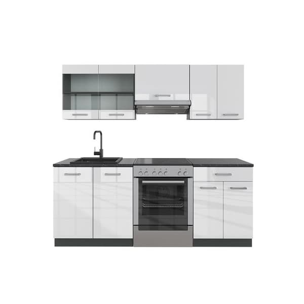 R-Line kök, 200 cm, PT Antracit, Blank vit/Antracit, Vicco