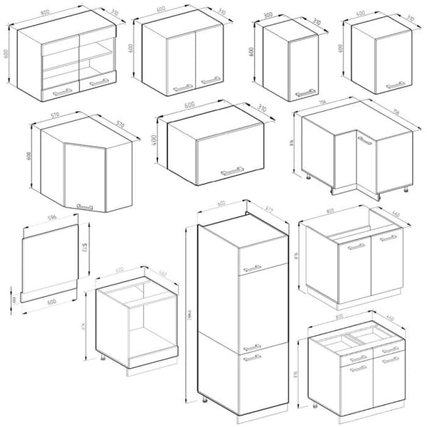Hörnkök R-Line, 257 x 277 cm J-Shape, PT Ek, vit/antracit, Vicco