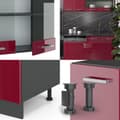 Miniatyrbild 6 av 6: R-Line kök, 300 cm, PT antracit, Bordeaux högblank/antracit, Vicco