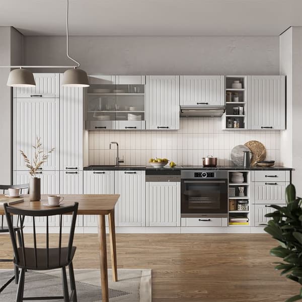 Fame-Line kök, 355 cm, PT antracit, Country vit/vit, Vicco