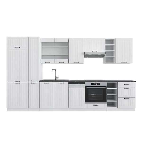 Fame-Line kök, 355 cm, PT antracit, Country vit/vit, Vicco