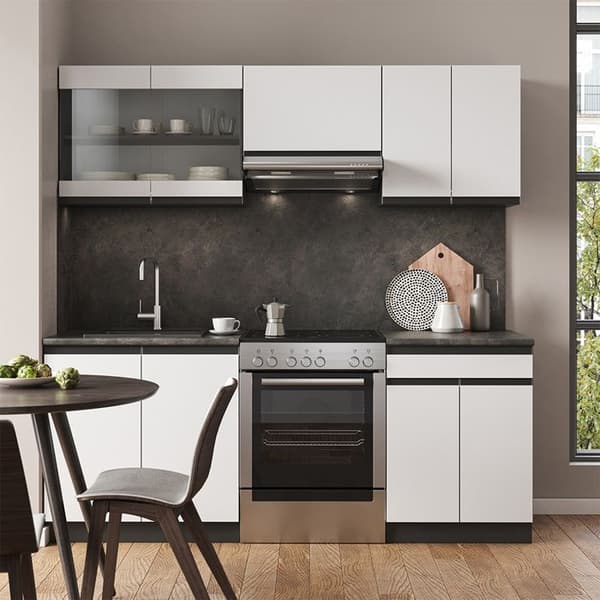 R-Line kök, 200 cm, PT Ek, vit/antracit, Vicco