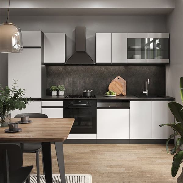 R-Line kök, 300 cm, PT Ek, vit/antracit, Vicco