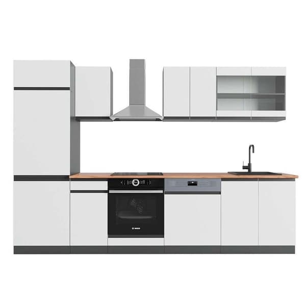 R-Line kök, 300 cm, PT Ek, vit/antracit, Vicco