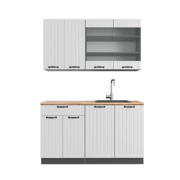 Fame-Line kök, 140 cm, PT Ek, Stuga vit/antracit, Vicco