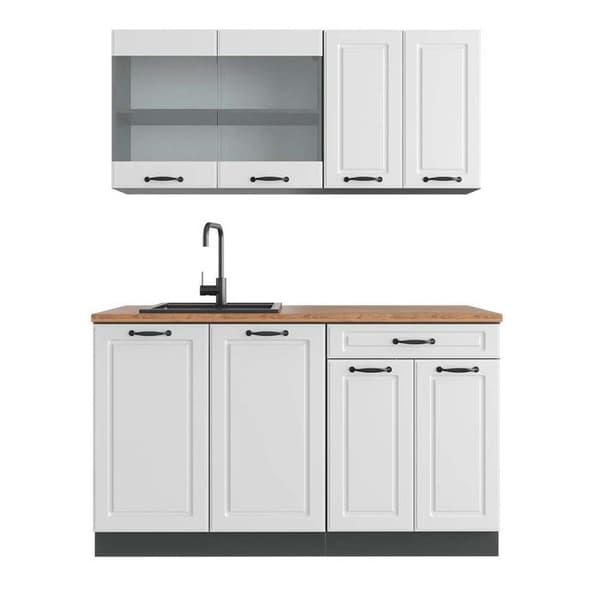R-Line kök, 140 cm, PT Ek, Stuga vit/antracit, Vicco