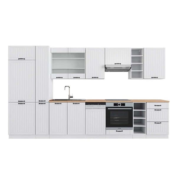 Fame-Line kök, 355 cm, PT Ek, Lantvit/vit, Vicco