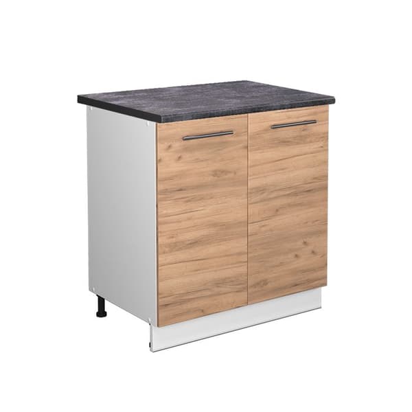 Bänk under diskbänk Fame-Line, 80 cm med hylla, PT Antracit, Guld ek, Vit, Vicco