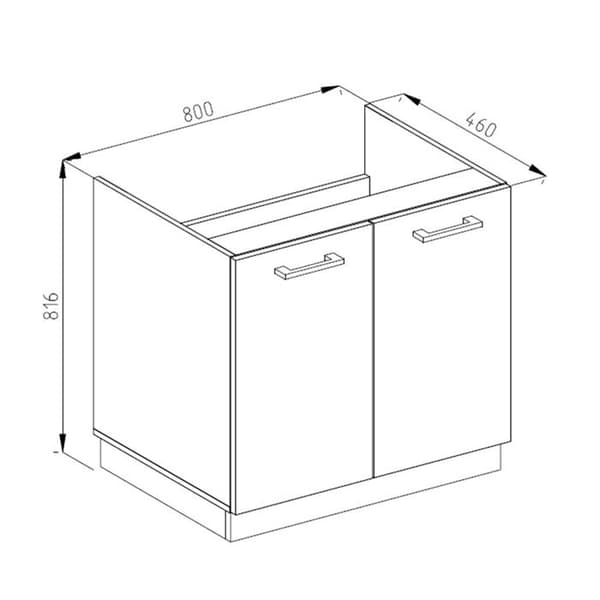 Underskåp R-Line, 80cm Marmor, Vit, Antracit, Vicco