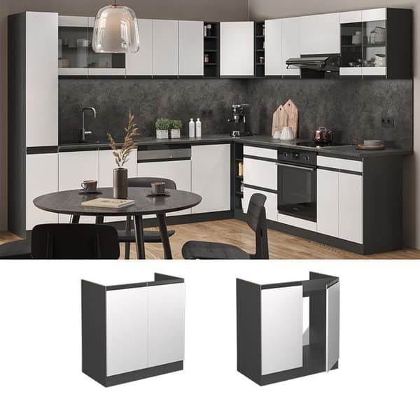 Underskåp R-Line, 80cm Marmor, Vit, Antracit, Vicco