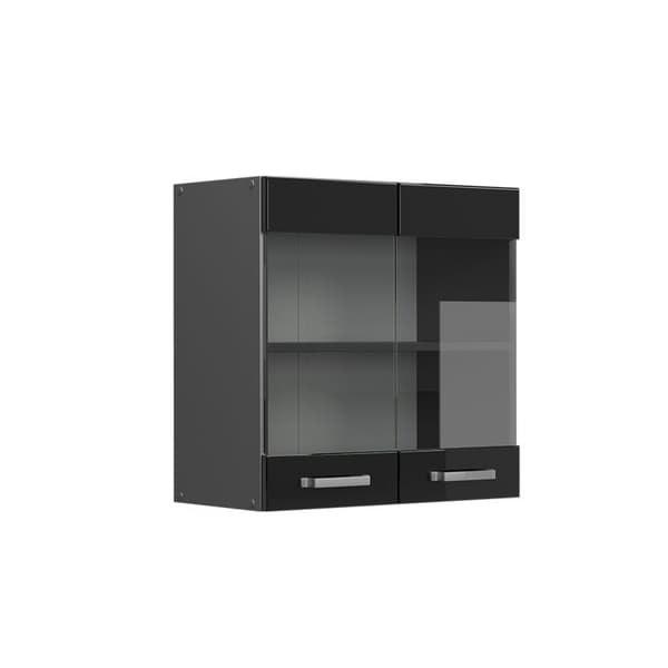 Vicco högglasat köksskåp R-Line, Svart Högblank, 60 cm
