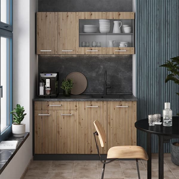 R-Line Kök, 140 cm, PT Marmor, Artisan Ek/Antracit, Vicco