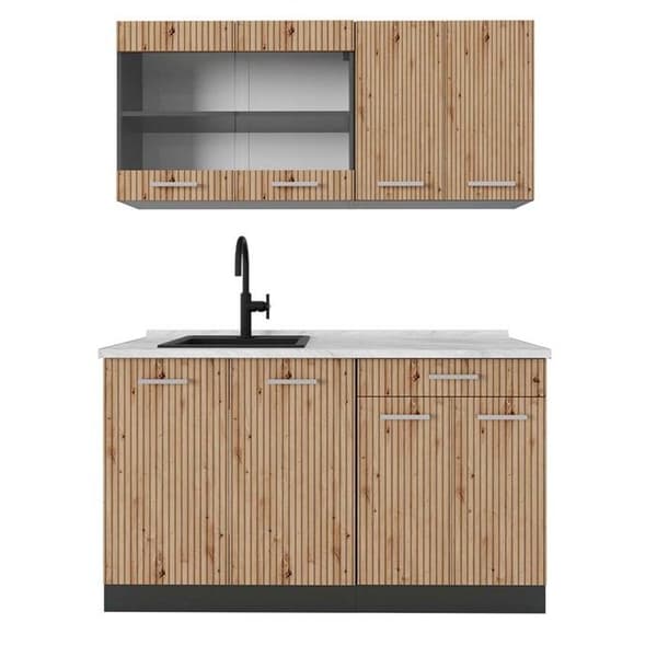 R-Line Kök, 140 cm, PT Marmor, Artisan Ek/Antracit, Vicco
