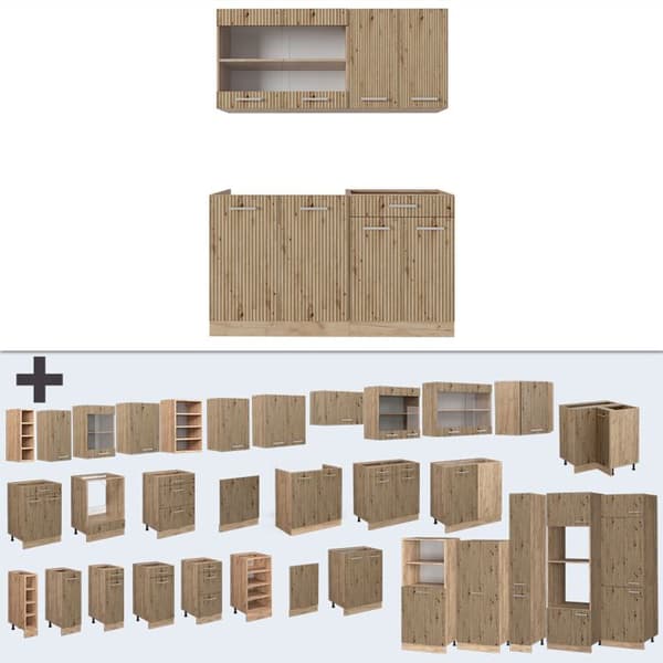 R-Line kök, 140 cm, PT antracit, Artisan Oak/Golden Oak, Vicco