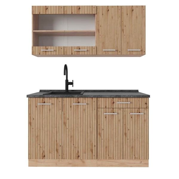 R-Line kök, 140 cm, PT antracit, Artisan Oak/Golden Oak, Vicco