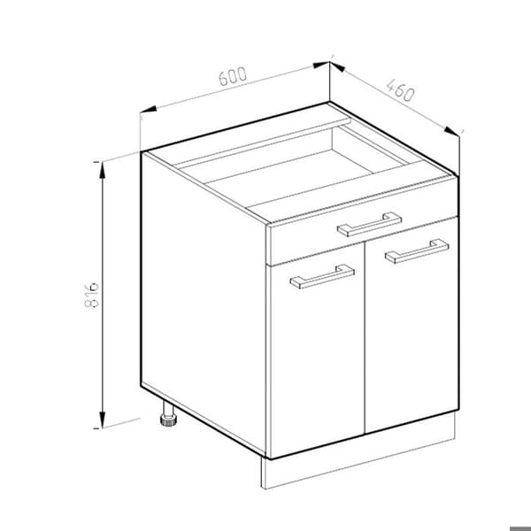 R-Line köksunderdel, 60 cm PT Marmor, Vit Högblank, Vicco