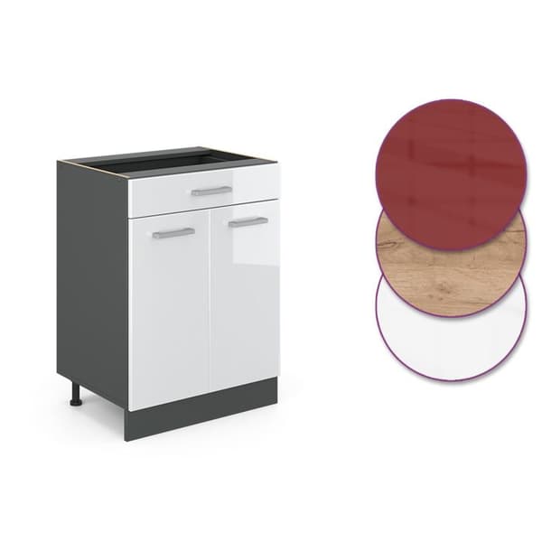 R-Line köksunderdel, 60 cm PT Marmor, Vit Högblank, Vicco