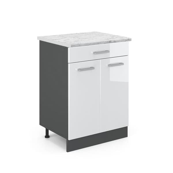 R-Line köksunderdel, 60 cm PT Marmor, Vit Högblank, Vicco