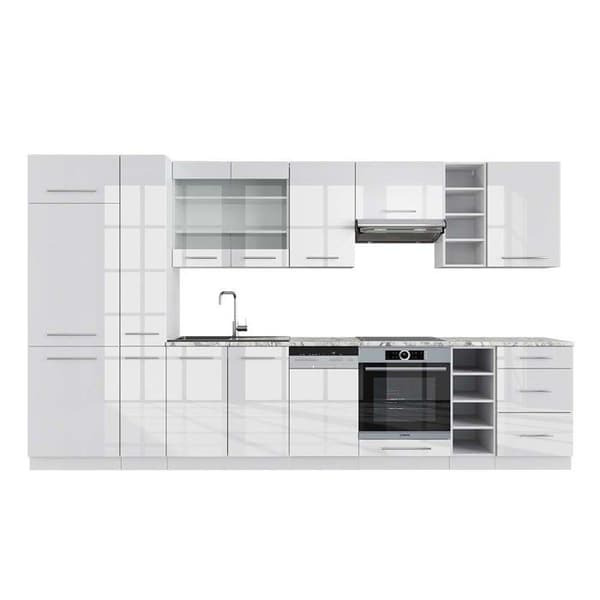 Fame-Line kök, 355 cm, PT Marble, blank vit/vit, Vicco